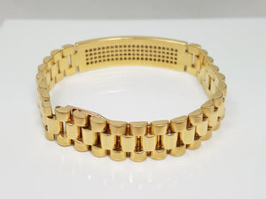Dynamic Men's 18k Yellow Gold 3ctw+ Natural Diamond 8" Bracelet