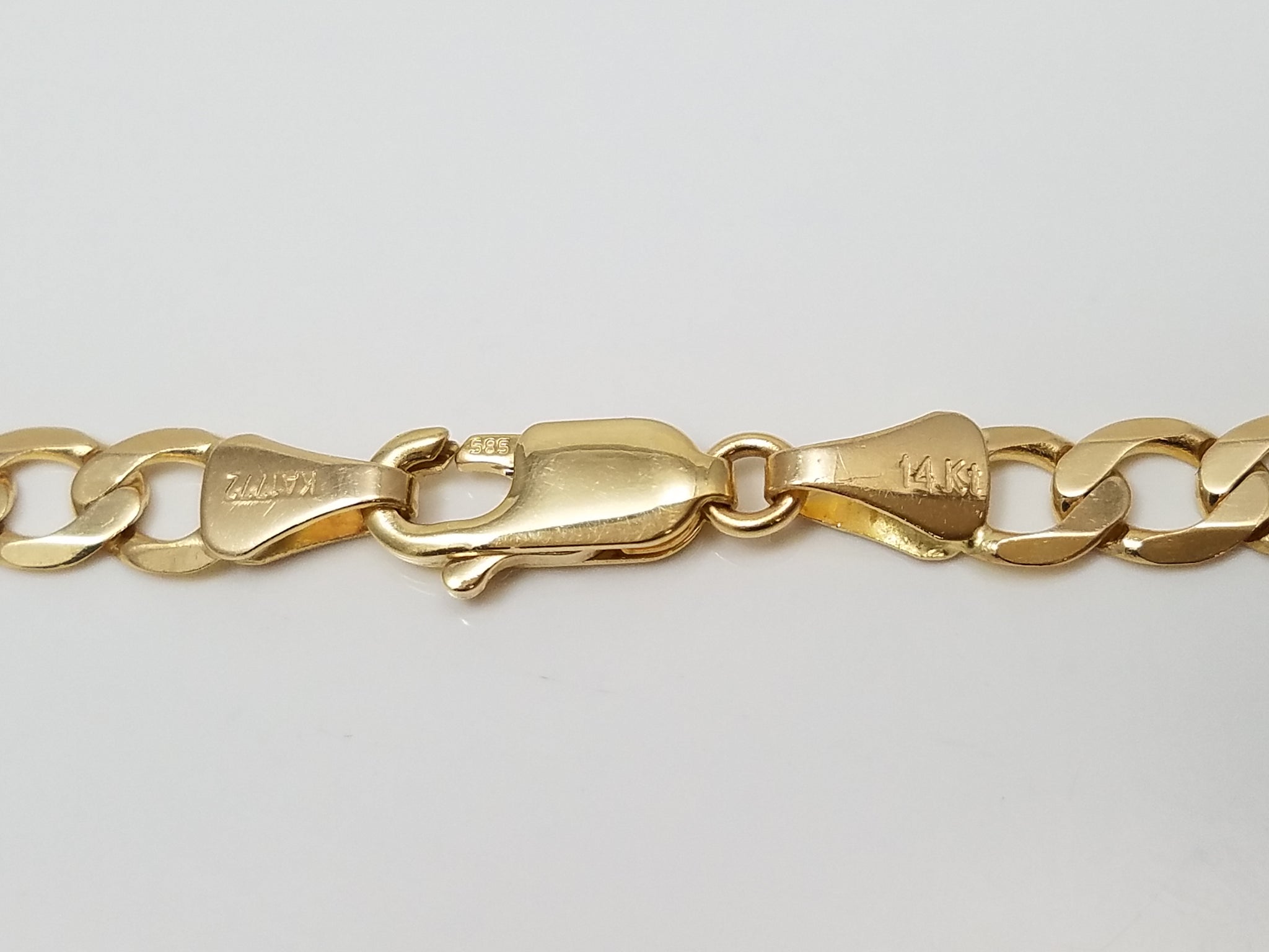 Classic 8.5" 14k Yellow Gold Solid Curb Link Bracelet