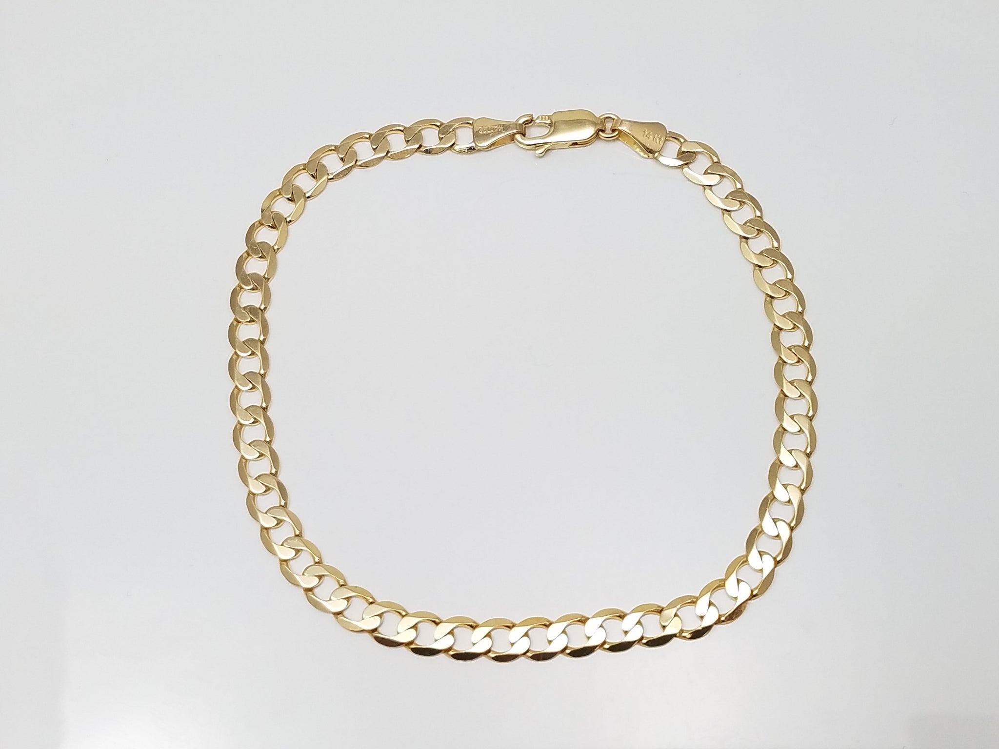 Classic 8.5" 14k Yellow Gold Solid Curb Link Bracelet