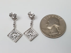 Luxurious 14k White Gold Natural Diamond Dangle Earrings
