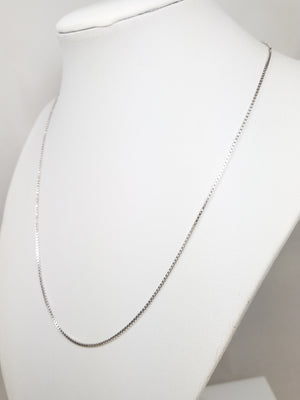 Traditional 18" Solid 14k White Gold Box Link Chain Necklace