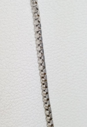 Traditional 18" Solid 14k White Gold Box Link Chain Necklace