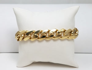 Sporty 8" Hollow 14k Yellow Gold Cubic Zirconia Cuban Link Bracelet