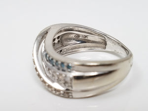 Patriotic 10k White Gold Natural Diamond Ring Band