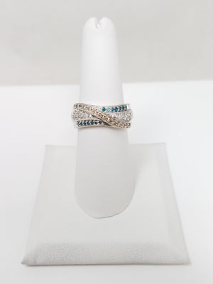 Patriotic 10k White Gold Natural Diamond Ring Band