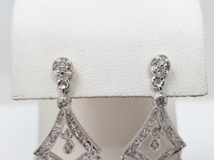 Luxurious 14k White Gold Natural Diamond Dangle Earrings