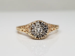 Breathtaking Vintage 14k Yellow Gold Natural Diamond Engagement Ring