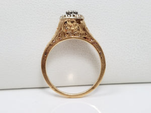 Breathtaking Vintage 14k Yellow Gold Natural Diamond Engagement Ring