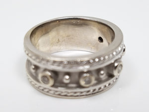 Chic 14k White Gold Natural Diamond Etruscan Design Ring Band