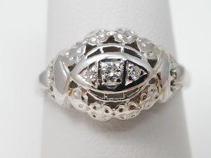Intricate 1930's Art Deco Natural Diamond Wedding Ring Band