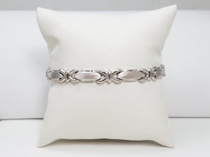 Fashionable 7" 14k White Gold Hollow Fancy Link Bracelet