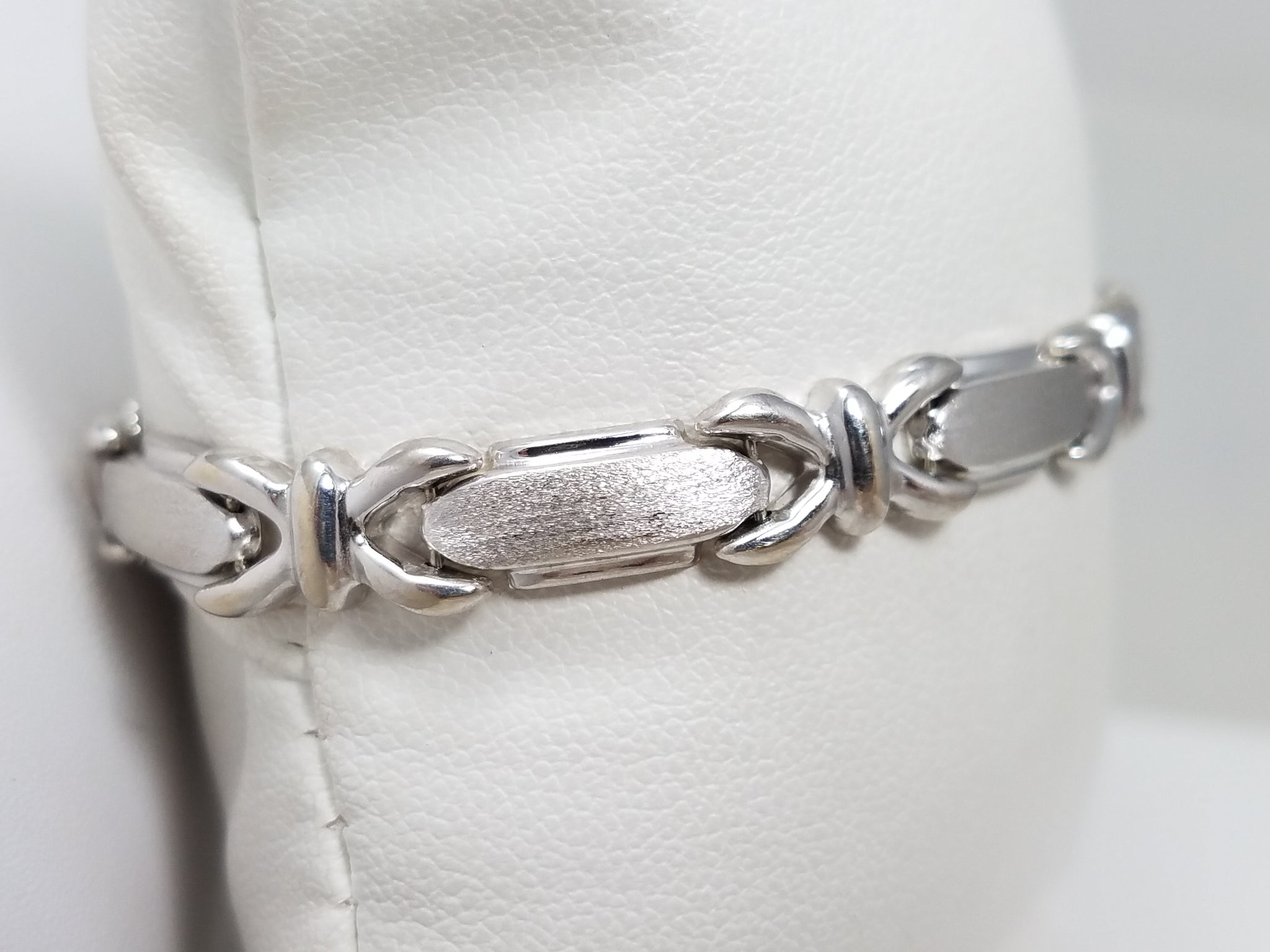 Fashionable 7" 14k White Gold Hollow Fancy Link Bracelet