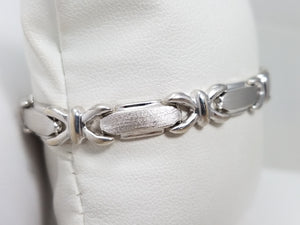 Fashionable 7" 14k White Gold Hollow Fancy Link Bracelet