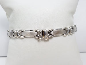 Fashionable 7" 14k White Gold Hollow Fancy Link Bracelet