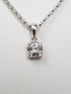 Petite 16" 14k & 18k White Gold Natural Diamond Pendant Necklace