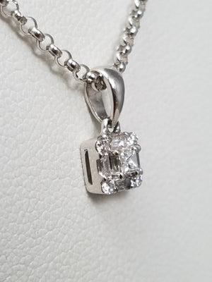 Petite 16" 14k & 18k White Gold Natural Diamond Pendant Necklace