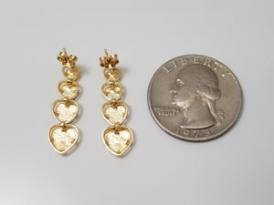 14k Yellow Gold Heart Dangle Earrings