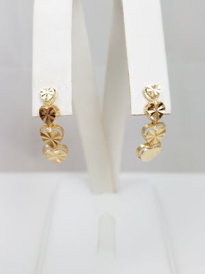 14k Yellow Gold Heart Dangle Earrings