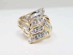 Glamorous 10k Two Tone Gold Natural Diamond Ring