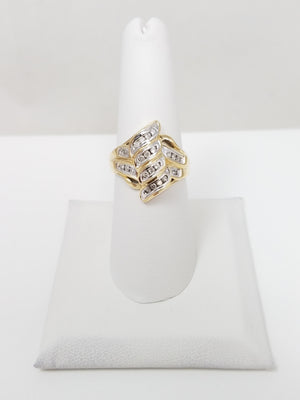 Glamorous 10k Two Tone Gold Natural Diamond Ring