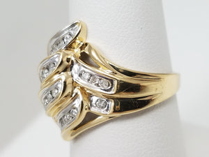 Glamorous 10k Two Tone Gold Natural Diamond Ring