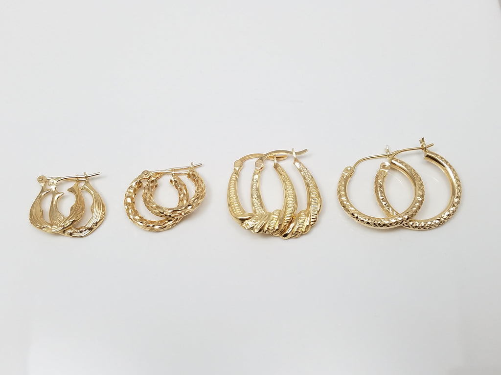 Awesome 14k Yellow Gold Hollow Hoop Lot