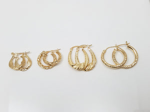Awesome 14k Yellow Gold Hollow Hoop Lot
