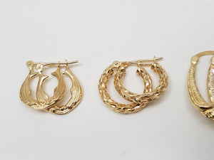 Awesome 14k Yellow Gold Hollow Hoop Lot