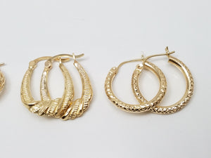 Awesome 14k Yellow Gold Hollow Hoop Lot