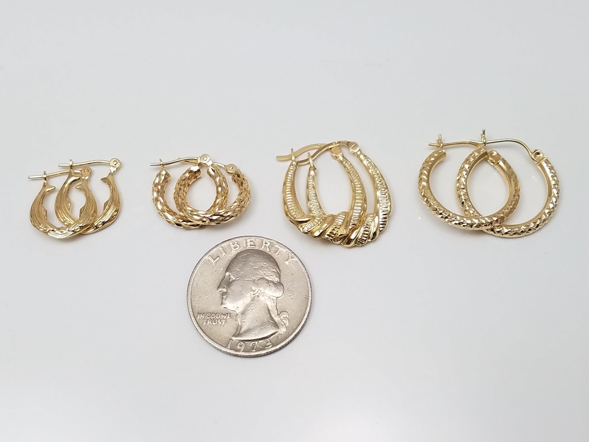 Awesome 14k Yellow Gold Hollow Hoop Lot