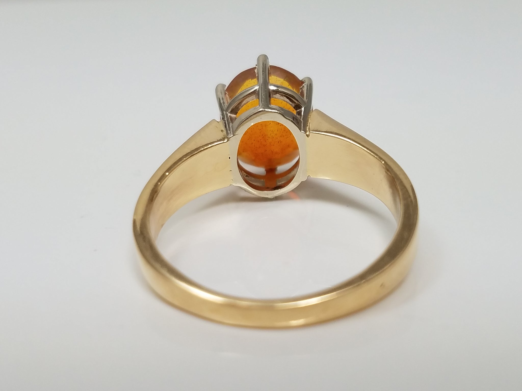 Solitaire Lab Opal 14k Yellow Gold Ring