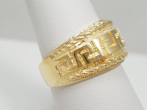 Greek Key Ring Band in 14k Yellow Gold