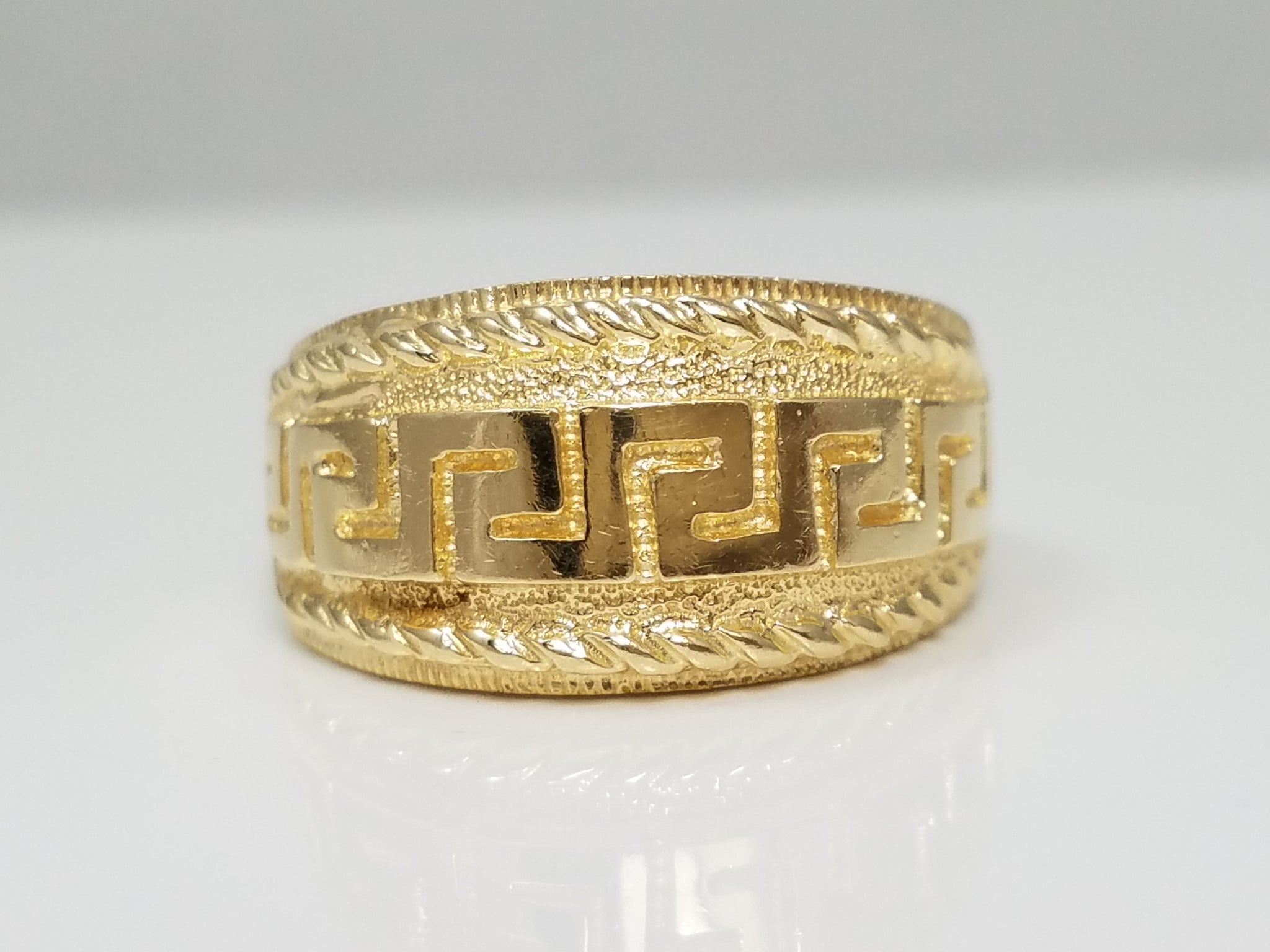 Greek Key Ring Band in 14k Yellow Gold