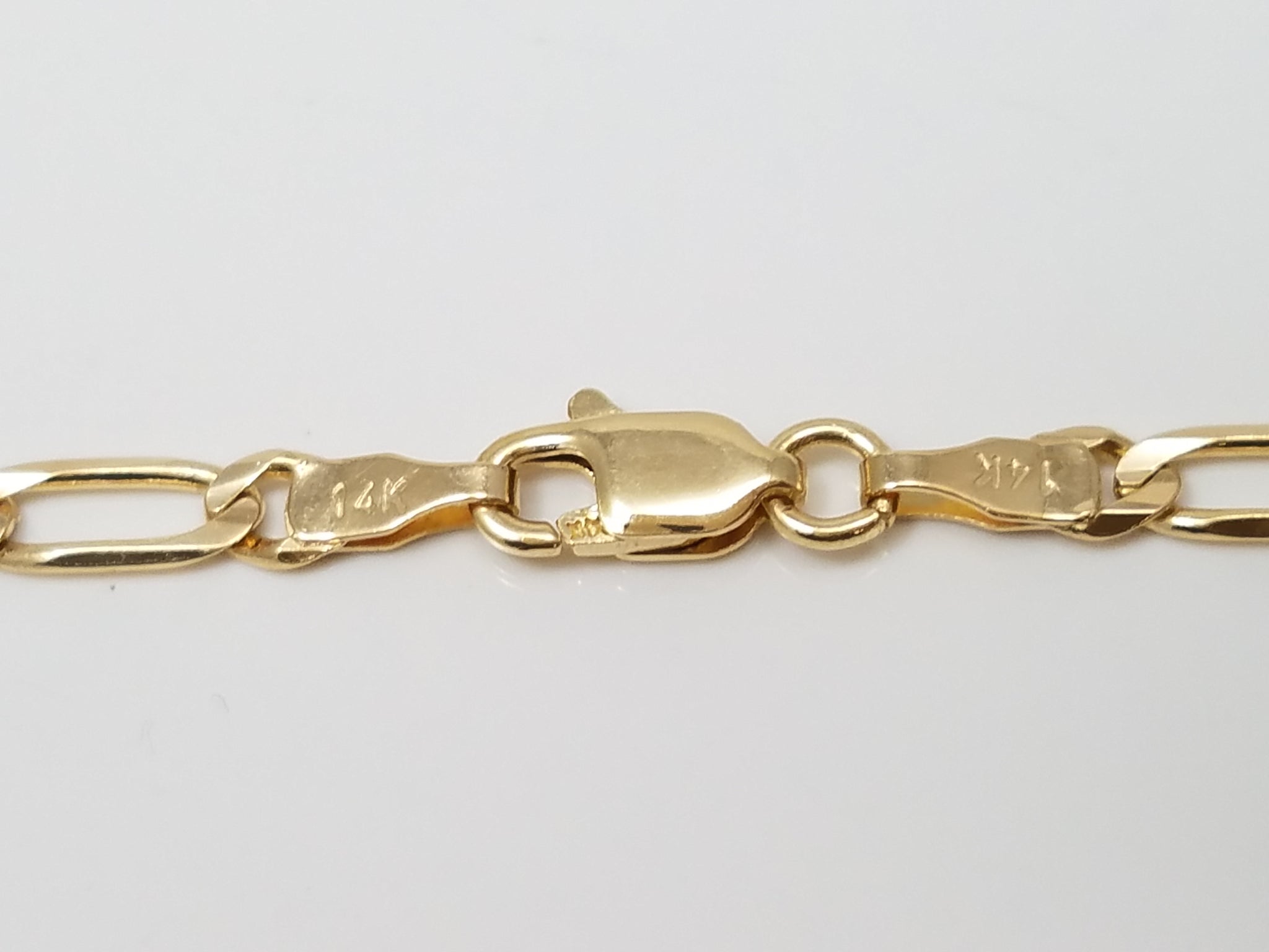 14k Yellow Gold Solid Figaro Link 3mm/24" Necklace