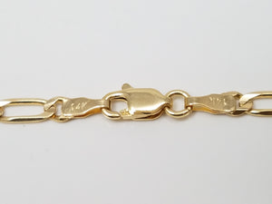 14k Yellow Gold Solid Figaro Link 3mm/24" Necklace
