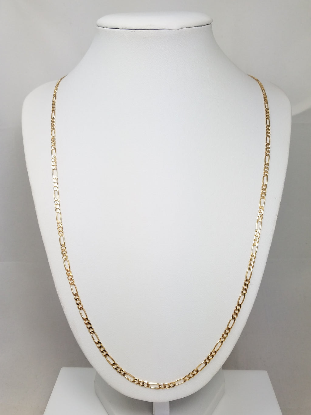 14k Yellow Gold Solid Figaro Link 3mm/24" Necklace