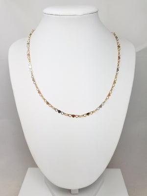 14k Tri-Tone Gold Heart 17" Necklace