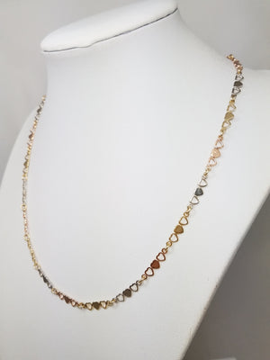 14k Tri-Tone Gold Heart 17" Necklace