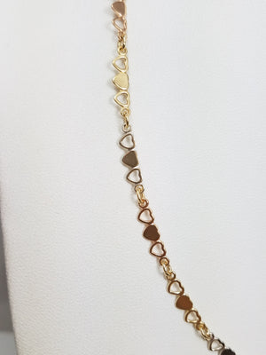 14k Tri-Tone Gold Heart 17" Necklace