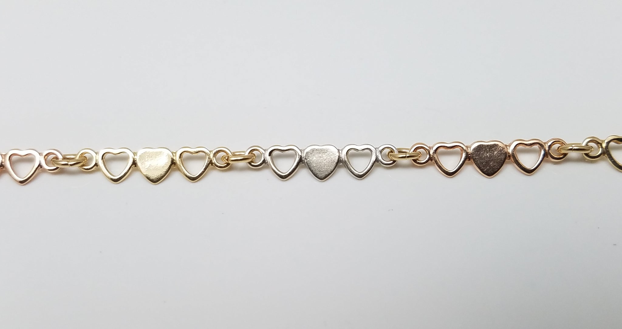 14k Tri-Tone Gold Heart 17" Necklace