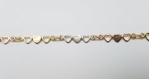 14k Tri-Tone Gold Heart 17" Necklace