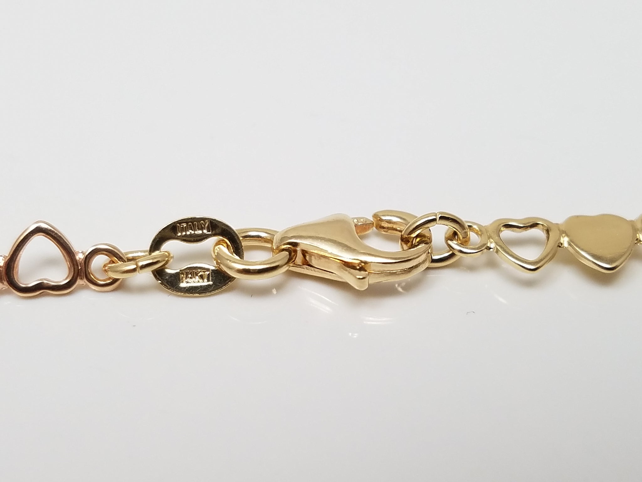 14k Tri-Tone Gold Heart 17" Necklace