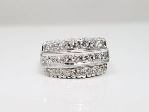 Elaborate Vintage 14k White Gold Natural Diamond Wedding Ring Band