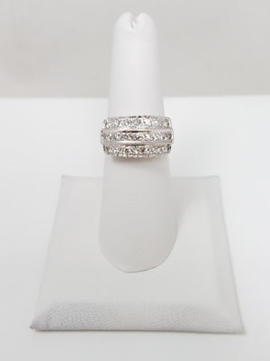 Elaborate Vintage 14k White Gold Natural Diamond Wedding Ring Band