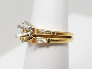 Classic 18k Yellow Gold Natural Diamond Engagement Ring Set Mount