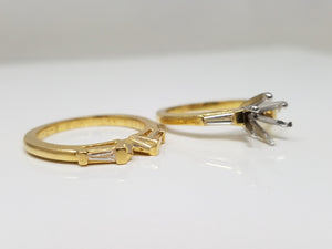 Classic 18k Yellow Gold Natural Diamond Engagement Ring Set Mount