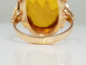 Grand Vintage 18ct Lab Sapphire 14k Yellow Gold Ring