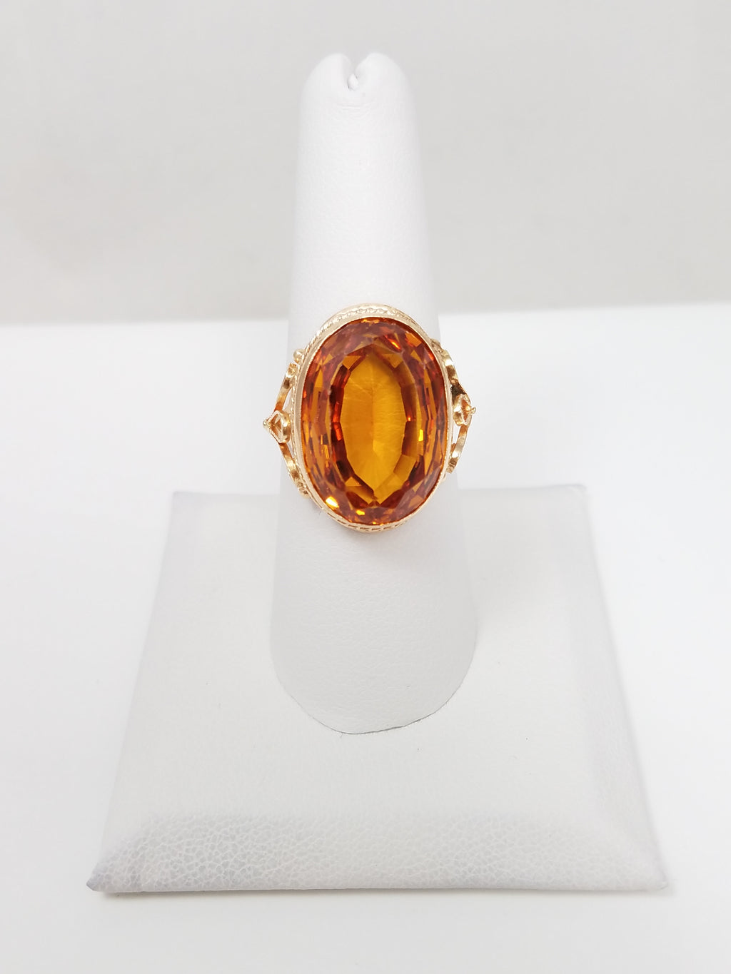Grand Vintage 18ct Lab Sapphire 14k Yellow Gold Ring