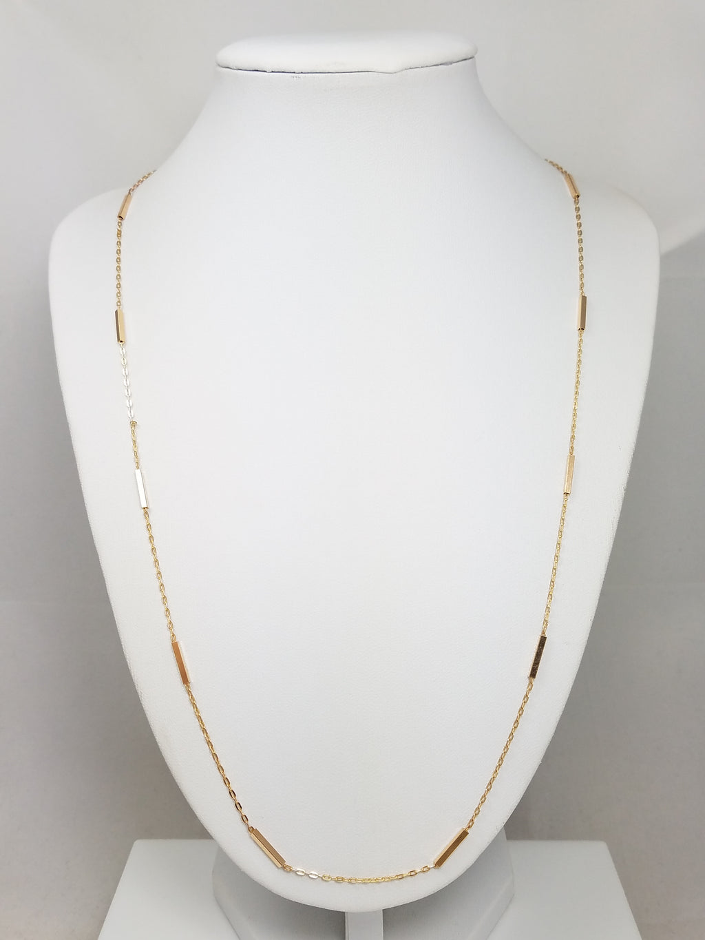 Vintage 14k Yellow Gold 23.5" Cable/Bar Link Necklace
