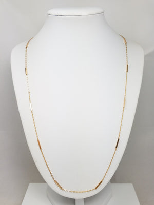 Vintage 14k Yellow Gold 23.5" Cable/Bar Link Necklace